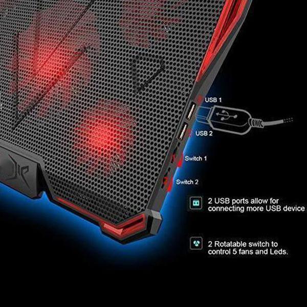 Laptop Cooling Pad with 5 Quiet Fans