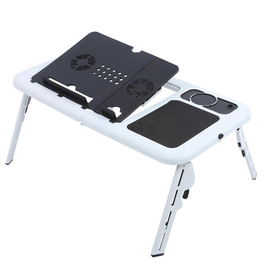 Foldable Table Laptop Lap Desk E-Table Bed With USB Cooling Fans Stand TV Tray