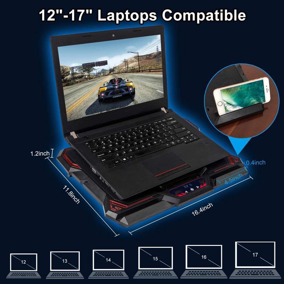 12-17 inch Laptop Cooling Pad, Laptop Cooler with 6 Quiet Fans