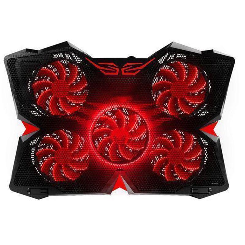 Laptop Cooler with 5 Quiet Red LED Fans for 12"-17" Inch Laptop-RED