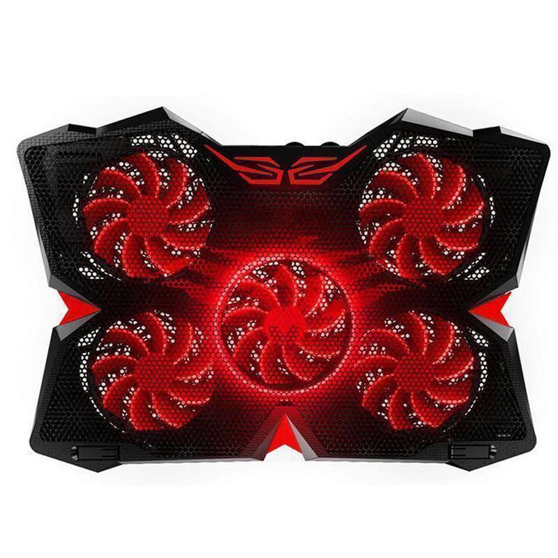 Laptop Cooler with 5 Quiet Red LED Fans for 12"-17" Inch Laptop-RED