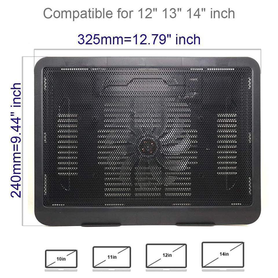 Laptop Cooling Pad 10-14 Cooler Pad Chill Mat 1 Fans LED Lights and USB 2.0 Ports Mounts