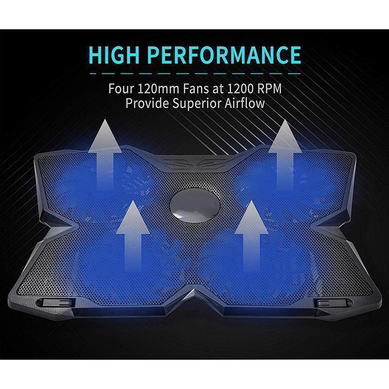 Laptop Cooling Pad – Slim Fan Laptop Stand - 4 Super Silent USB Cooling Fans