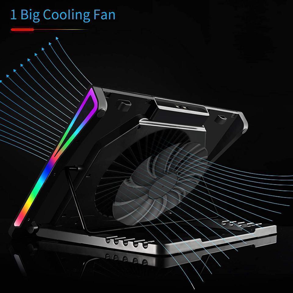 RGB Laptop Cooling Cooler Pad for 17-20 Inch Notebook 1 Fan Heavy Coolers Pads, 2 USB Ports