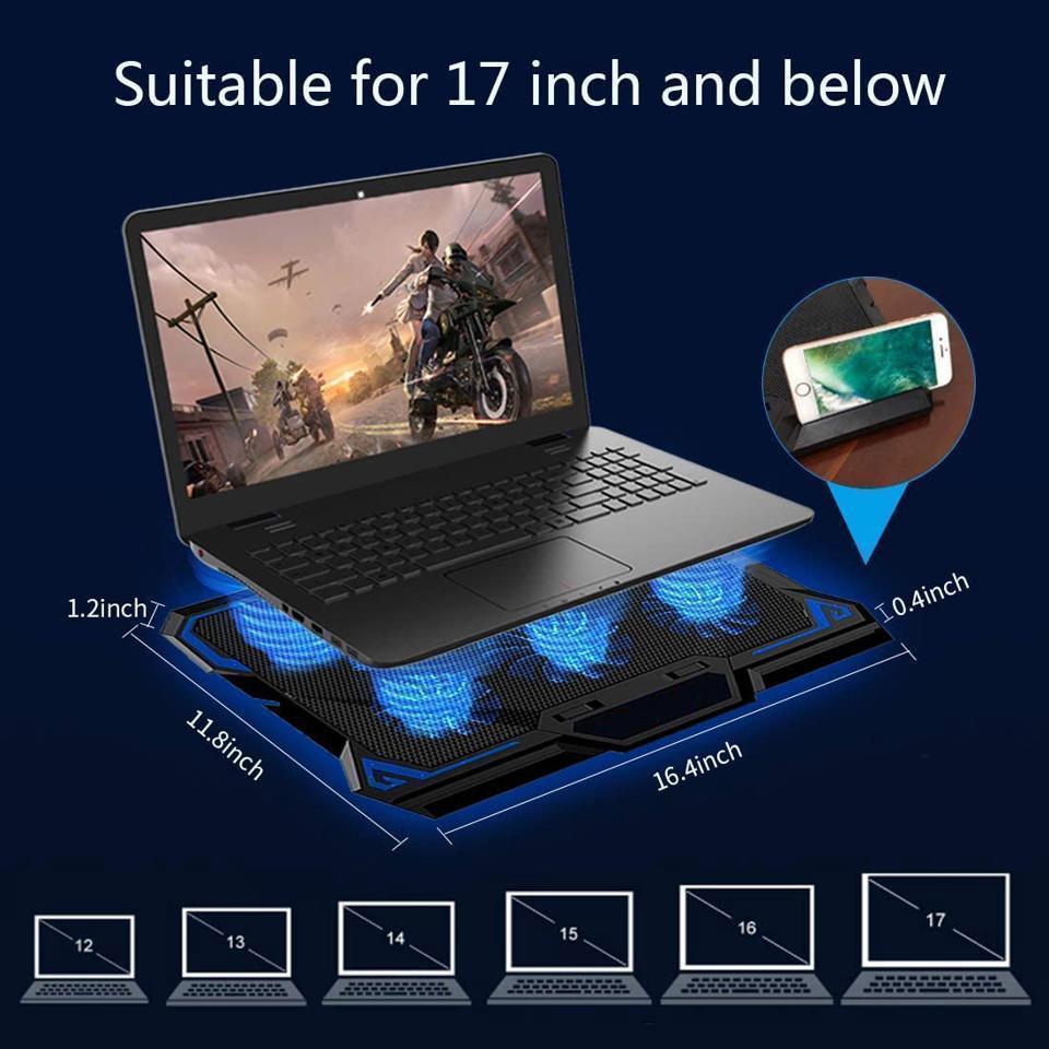 Laptop Cooler with 6 Quiet Led Fans for 15.6-17 Inch